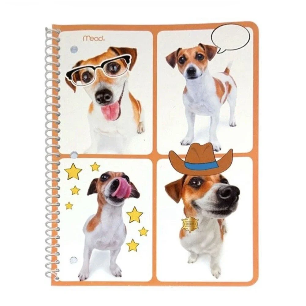 4x Mead Purrs and Grrrs Decorative Spiral Wide Ruled Notebooks 70 Sheets Each